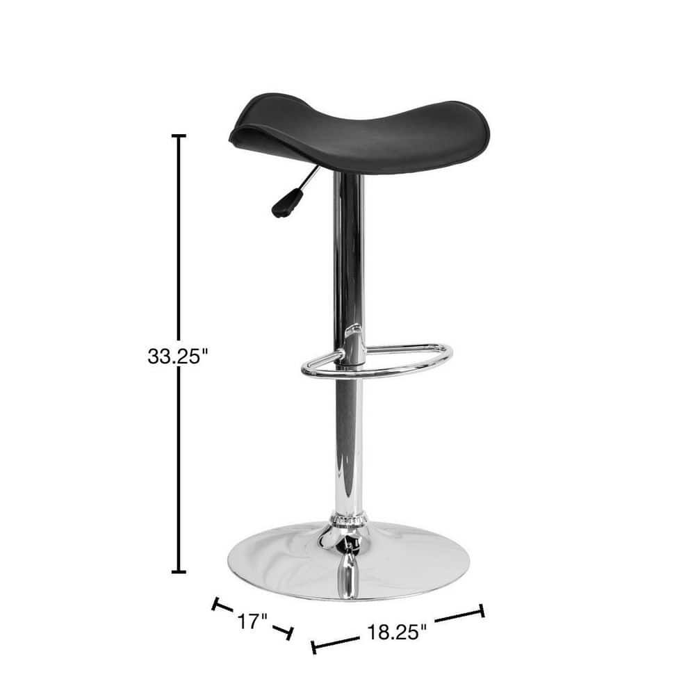 Black Adjustable Height Swivel Barstool with Chrome Base