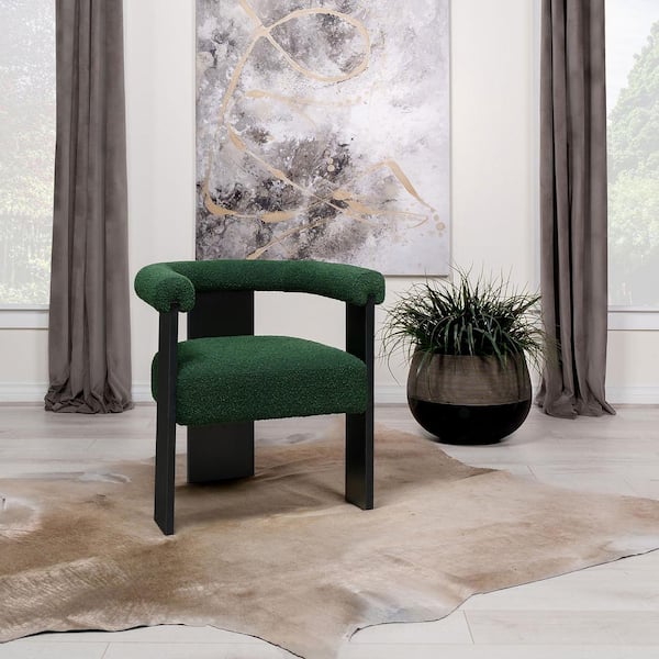 Coaster Ramona Green and Black Boucle Upholstered Accent Arm Chair