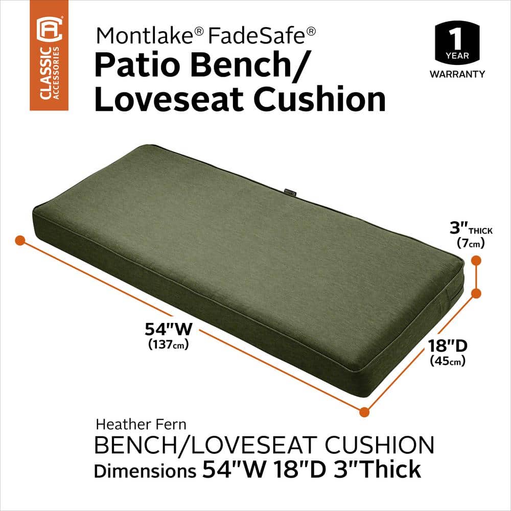 Heather Fern Green FadeSafe 54" Outdoor Bench Cushion