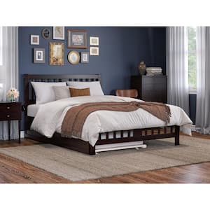 Tahoe Espresso Queen Solid Wood Platform Bed with Footboard and Twin Extra Long Trundle