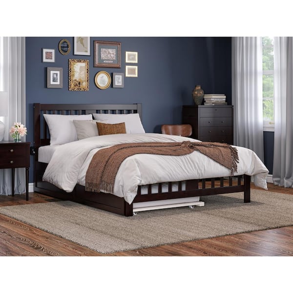 AFI Tahoe Espresso Queen Solid Wood Platform Bed with Footboard and Twin Extra Long Trundle