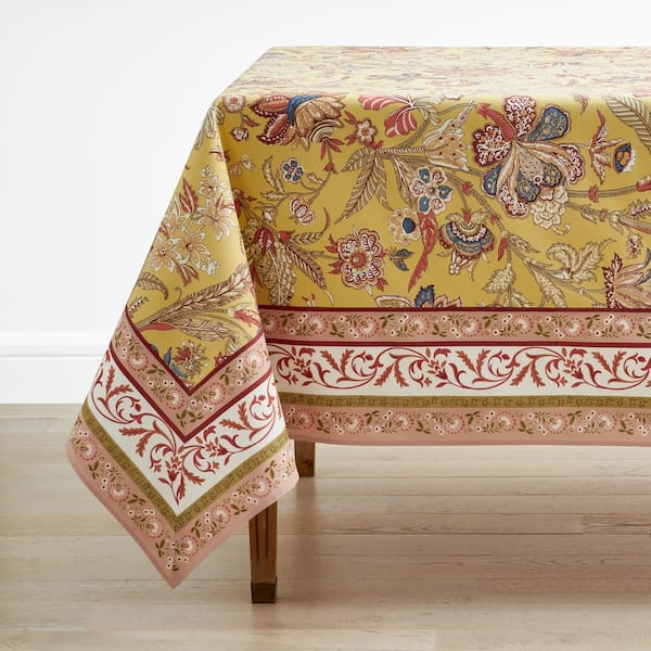The Company Store Kamalei Floral 70 in. x 108 in. Multi Neutral Cotton Tablecloth