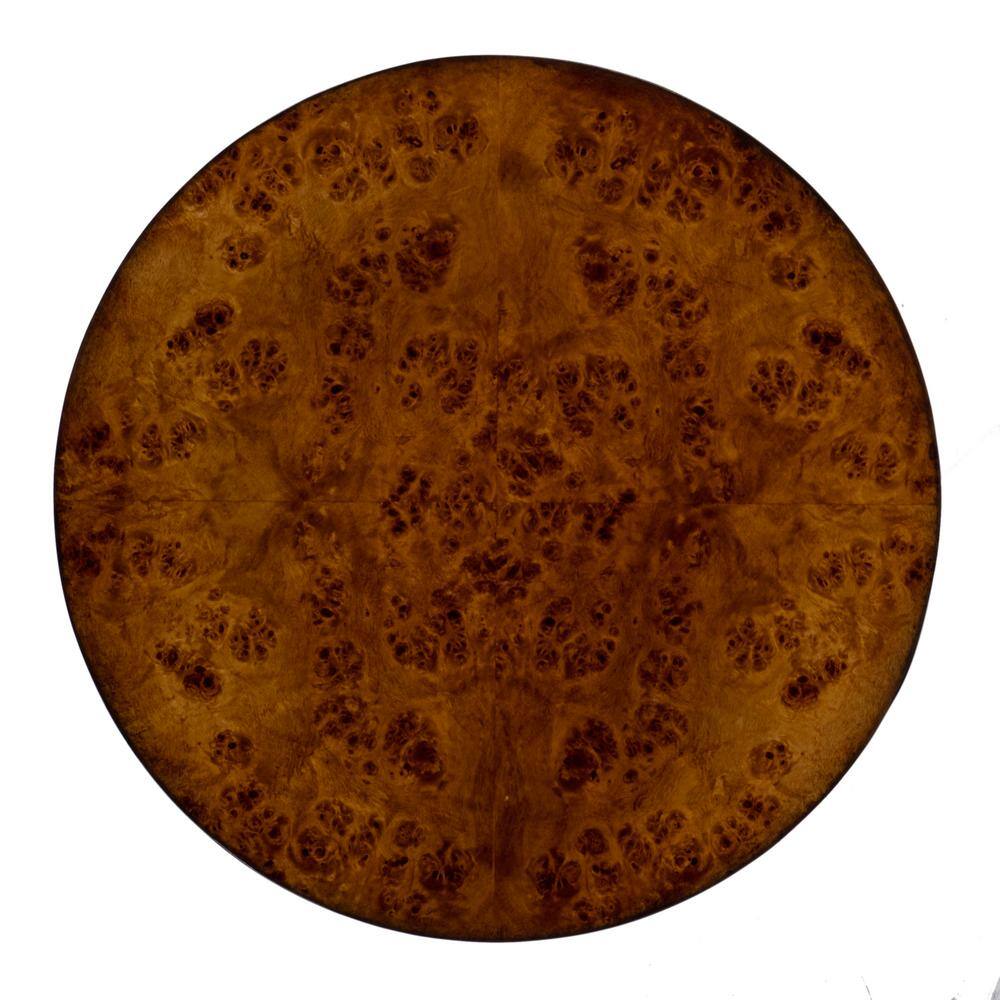 Holdin Round Light Brown Burl Wood Side Table