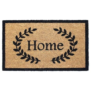 Black Home with Leaves 18 in. x 30 in. Doormat