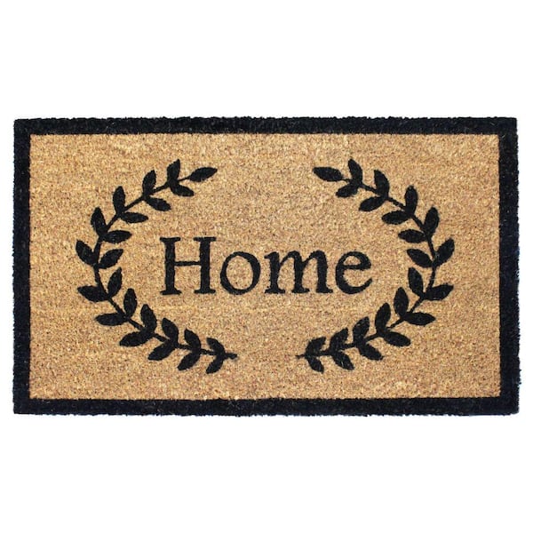 RugSmith Black Home with Leaves 18 in. x 30 in. Doormat DM10193 - The ...