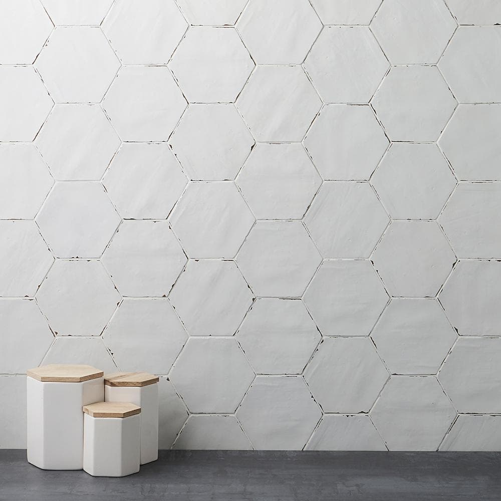 White Matte Porcelain Hexagon Tile for Indoor/Outdoor Use