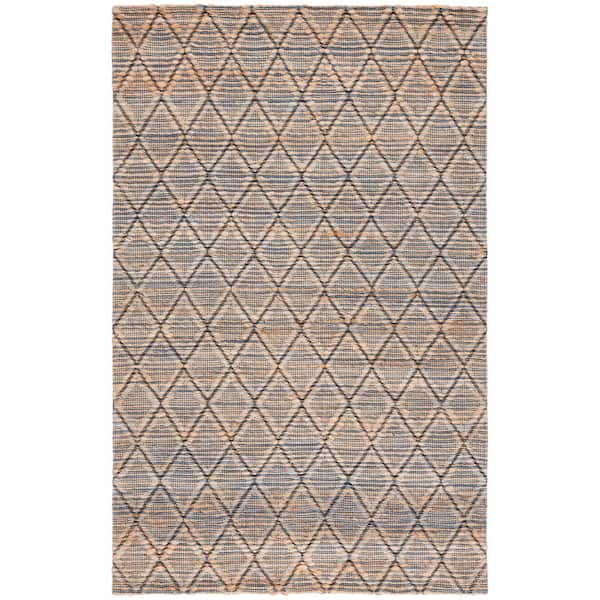 SAFAVIEH Natural Fiber Beige/Blue 5 ft. x 8 ft. Abstract Geometric Area Rug