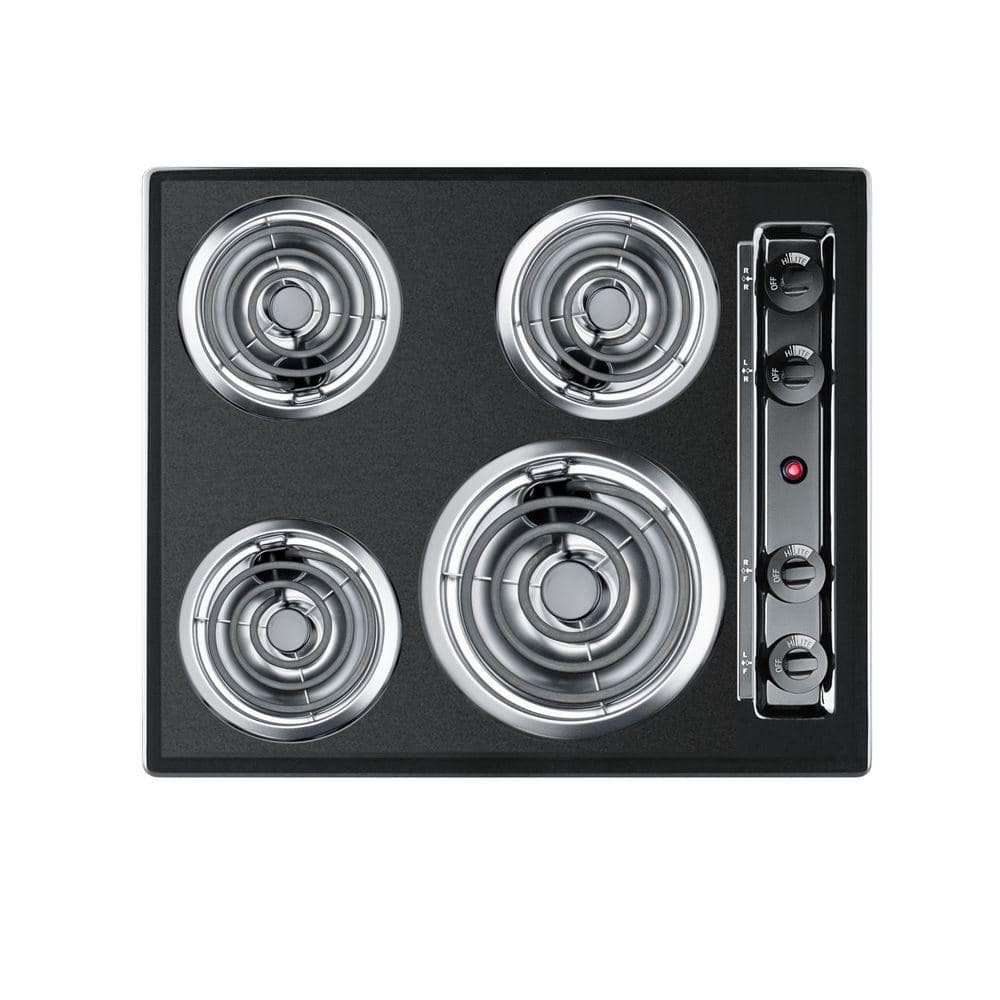 24 in. Coil Electric Cooktop in Black with 4 Elements