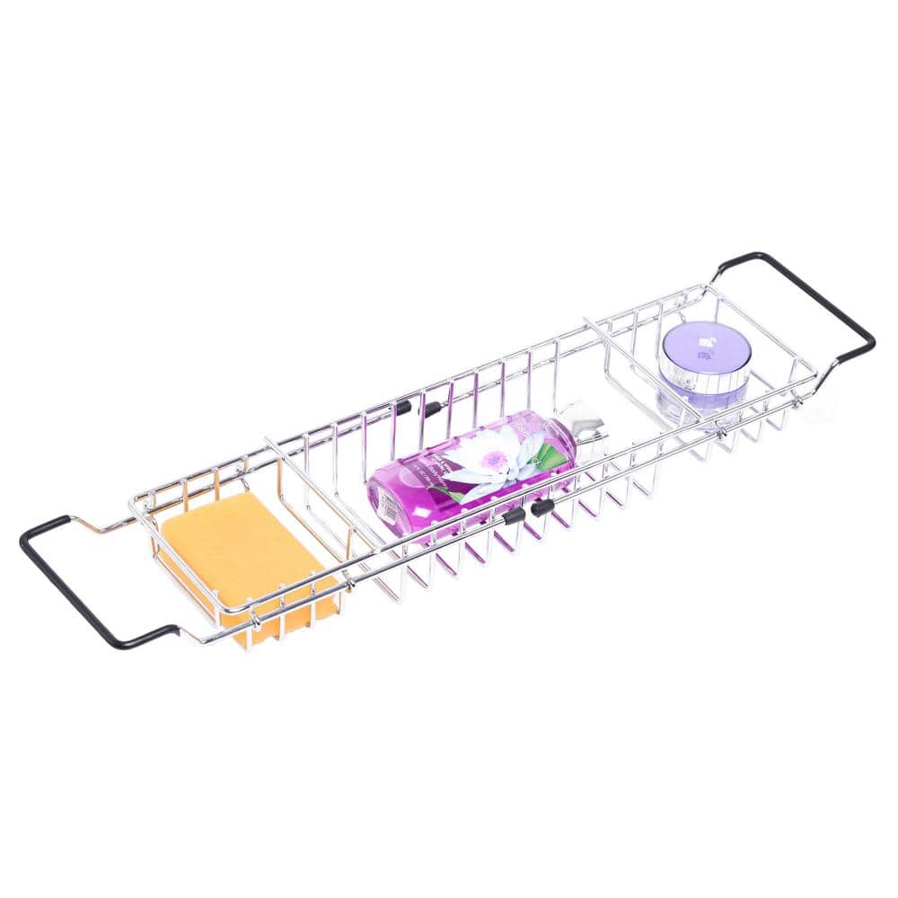 Basicwise Expandable Metal Bathtub Caddy with Rubber Handles QI003491 - The  Home Depot