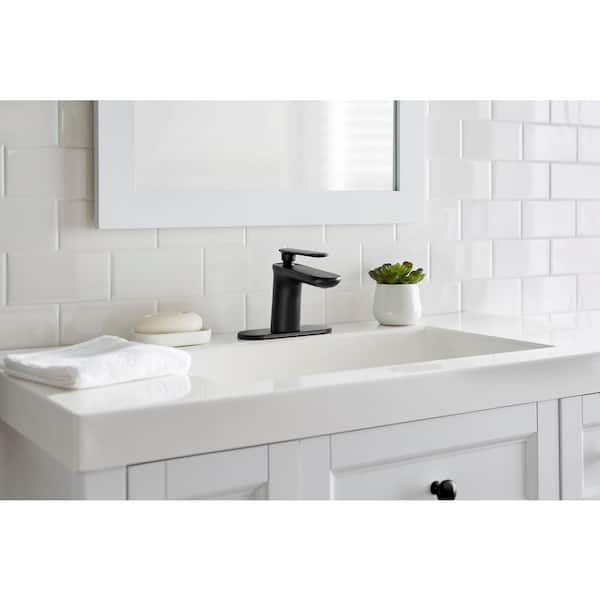 Carmine Single Hole Single-Handle Bathroom Faucet in Matte Black