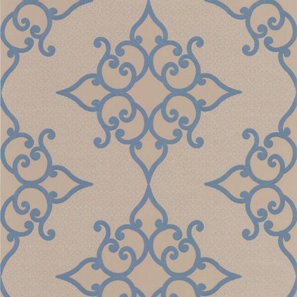 Decorline Sebastian Blue Crepe Moroccan Medallion Wallpaper