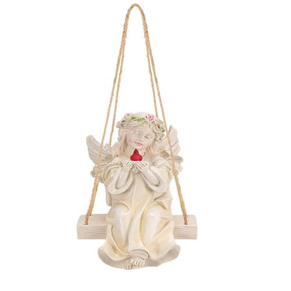 【Angel stone & 断捨離③】アパタイトハートNO.070807 Angel Garden Statue, Waterproof Angel Statue with Swing & Holding