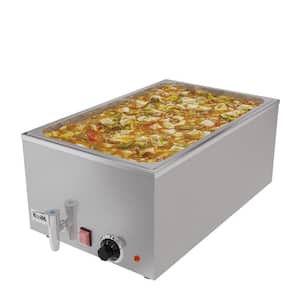 21 Qt. Stainless Steel Countertop Food Warmer with Faucet, Soup Station and Buffet Table with One Serving Section