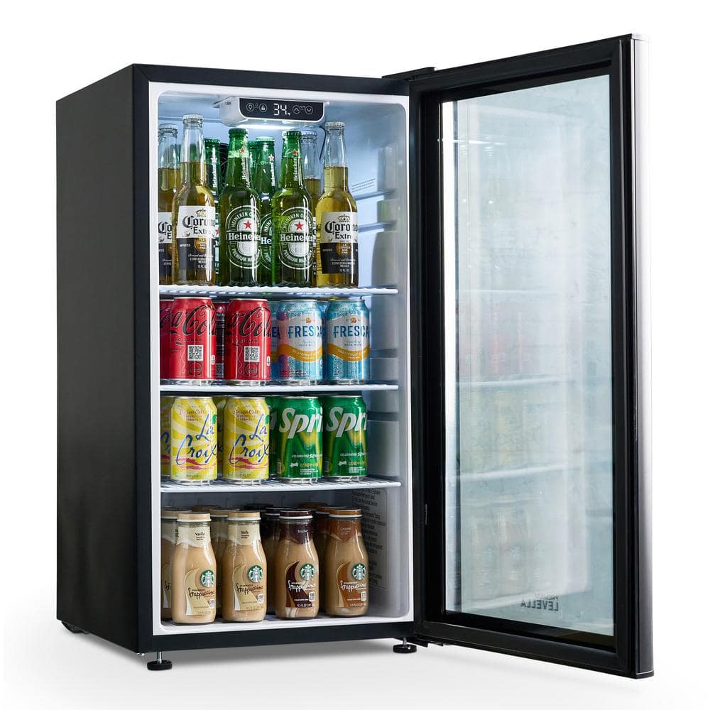 Black Glass Door Display Refrigerator with Adjustable Shelves