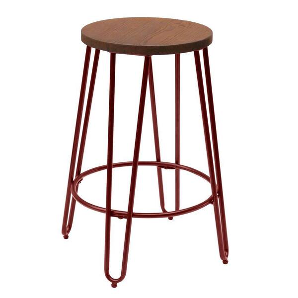 ACESSENTIALS 23.82 in. Matte Red Bar Stool