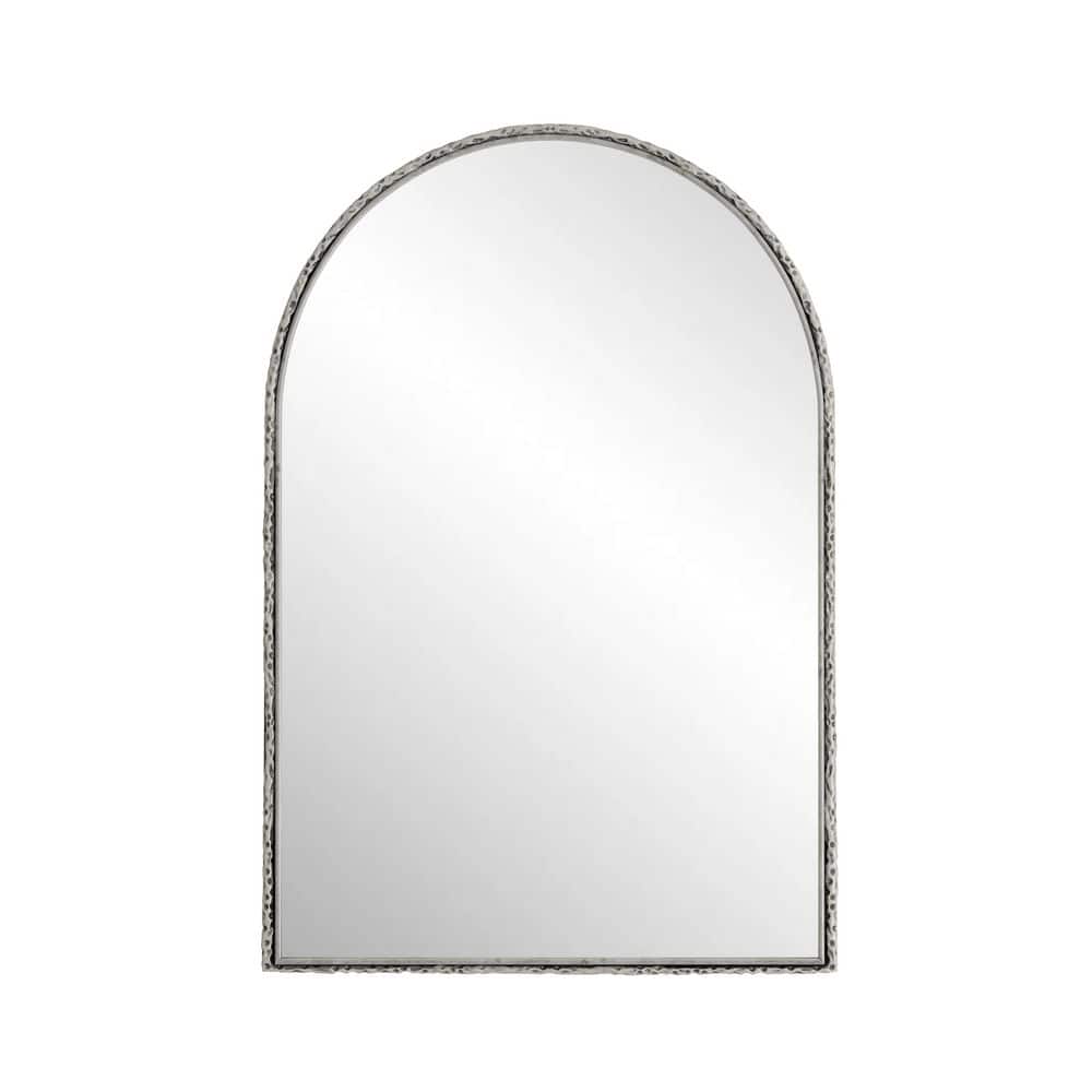 24 in x 36 in Silver Iron Art Arch Vintage Vanity Mirror, Wall Hanging, Pla