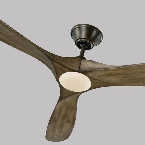 Generation Lighting - Maverick Max LED 70 in. Integrated LED Indoor/Outdoor Aged Pewter Ceiling Fan with Light Grey Weathered Oak Blades