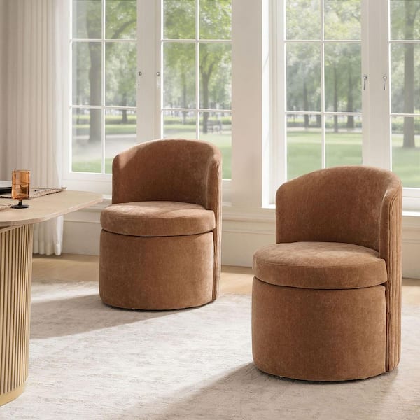 JAYDEN CREATION Anna Rust Modern Polyester Dining Chair with Built