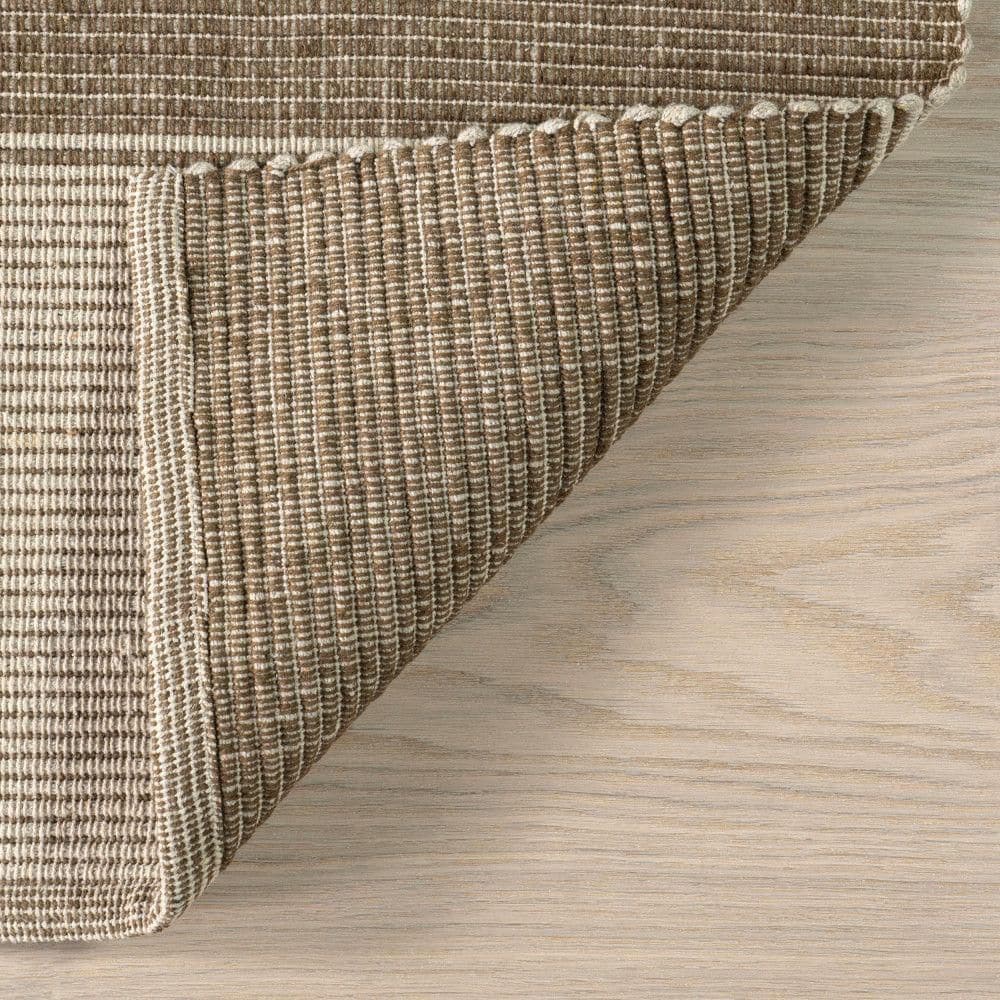 Boxelder Checked Cotton Rectangular Tan Area Rug, 8' x 10'