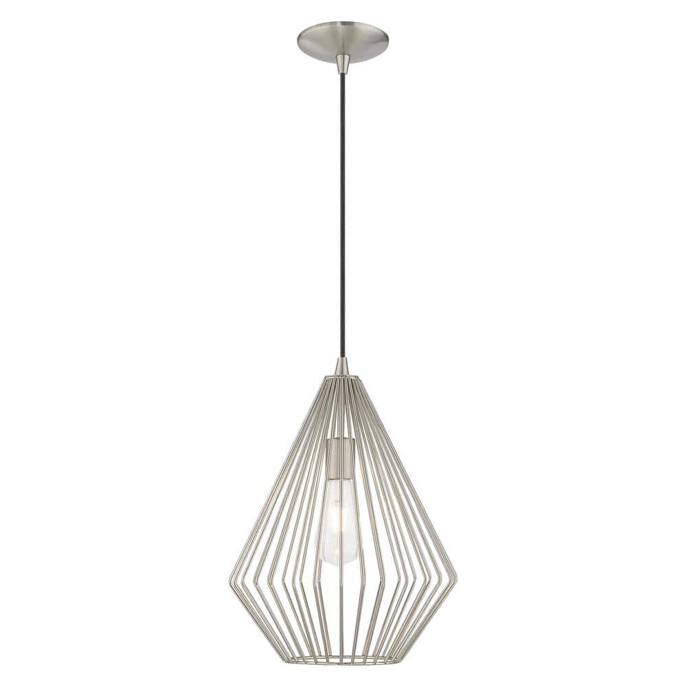 Contemporary Mini Pendant Light with Brushed Nickel Geometric Shade