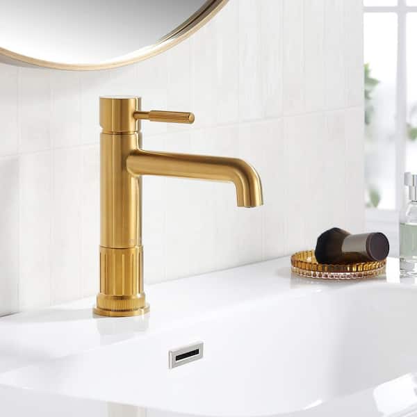 Mexico Single Handle Single Hole Bathroom Faucet in Brushed Gold