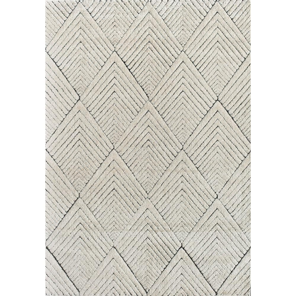 Alabaster Diamond 8'x10' Synthetic Area Rug with Stain-Resistant Finish