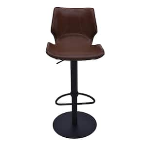 21 in. Coffee Low Back Metal Counter Height Bar Chair with Faux leather Seat