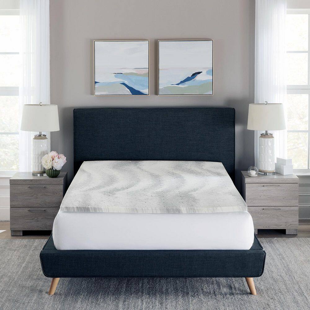 King Charcoal Swirl Memory Foam Mattress Topper