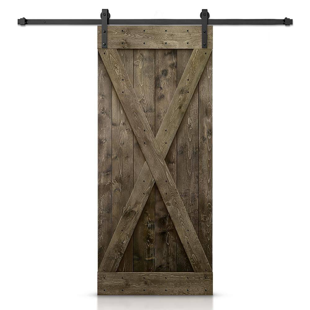 48 in. x 80 in. Distressed X Series Solid Core Espresso Stained DIY Wood Interior Sliding Barn Door with Hardware Kit price history on PriceWatchPro