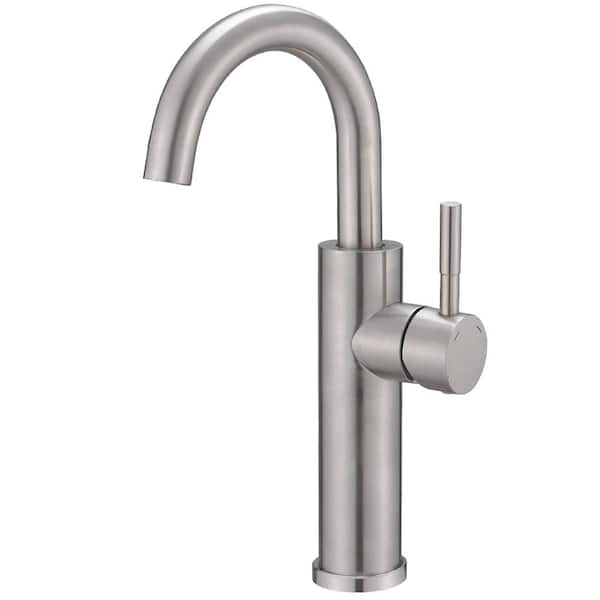 BWE Single Hole Single Handle High Arc Bathroom BathroomVessel Sink Faucet With Swivel Spout in Brushed Nickel