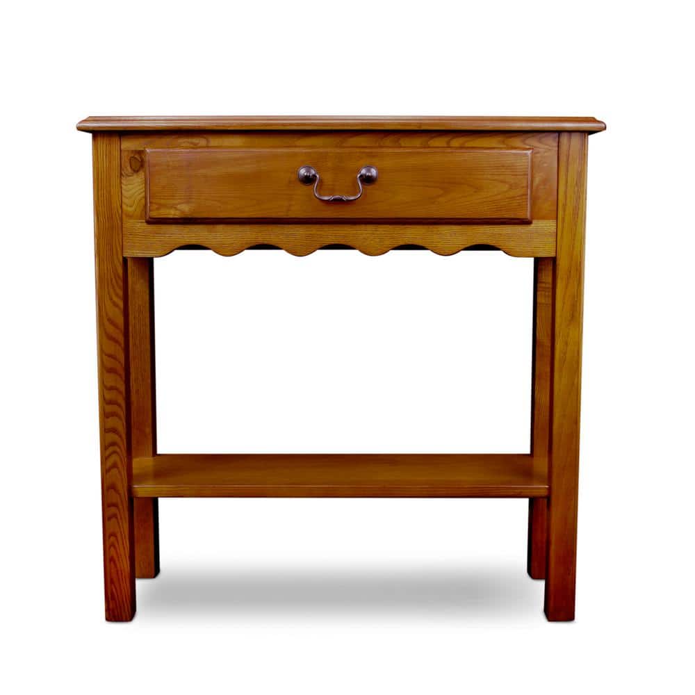 Medium Oak Wood Console Table with Drawer and Shelf