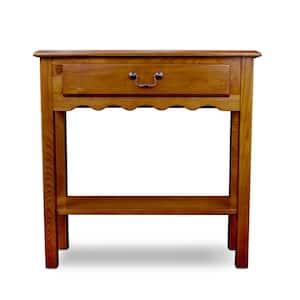 Favorite Finds 28 in. W x 10 in. D Medium Oak Rectangle Wood Hall Console Table with Drawer and Shelf