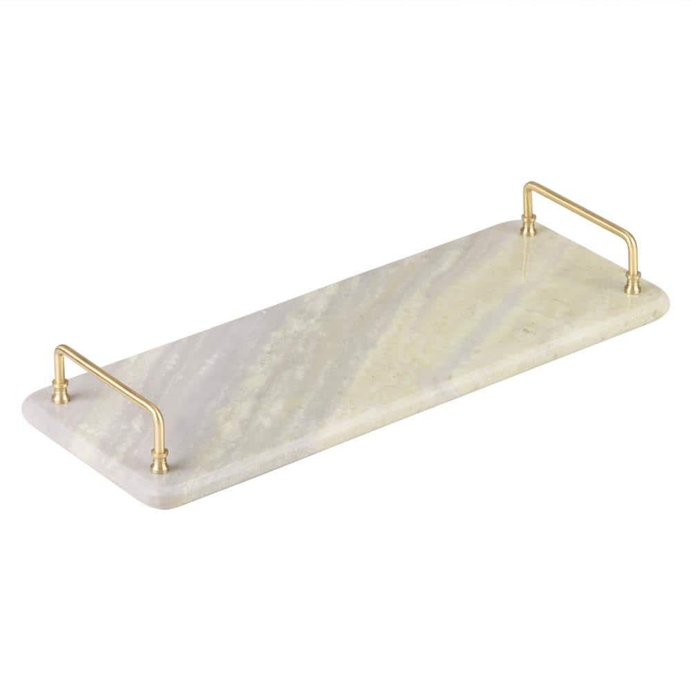 Osaka Green Onyx Marble Tray with Gold Handles