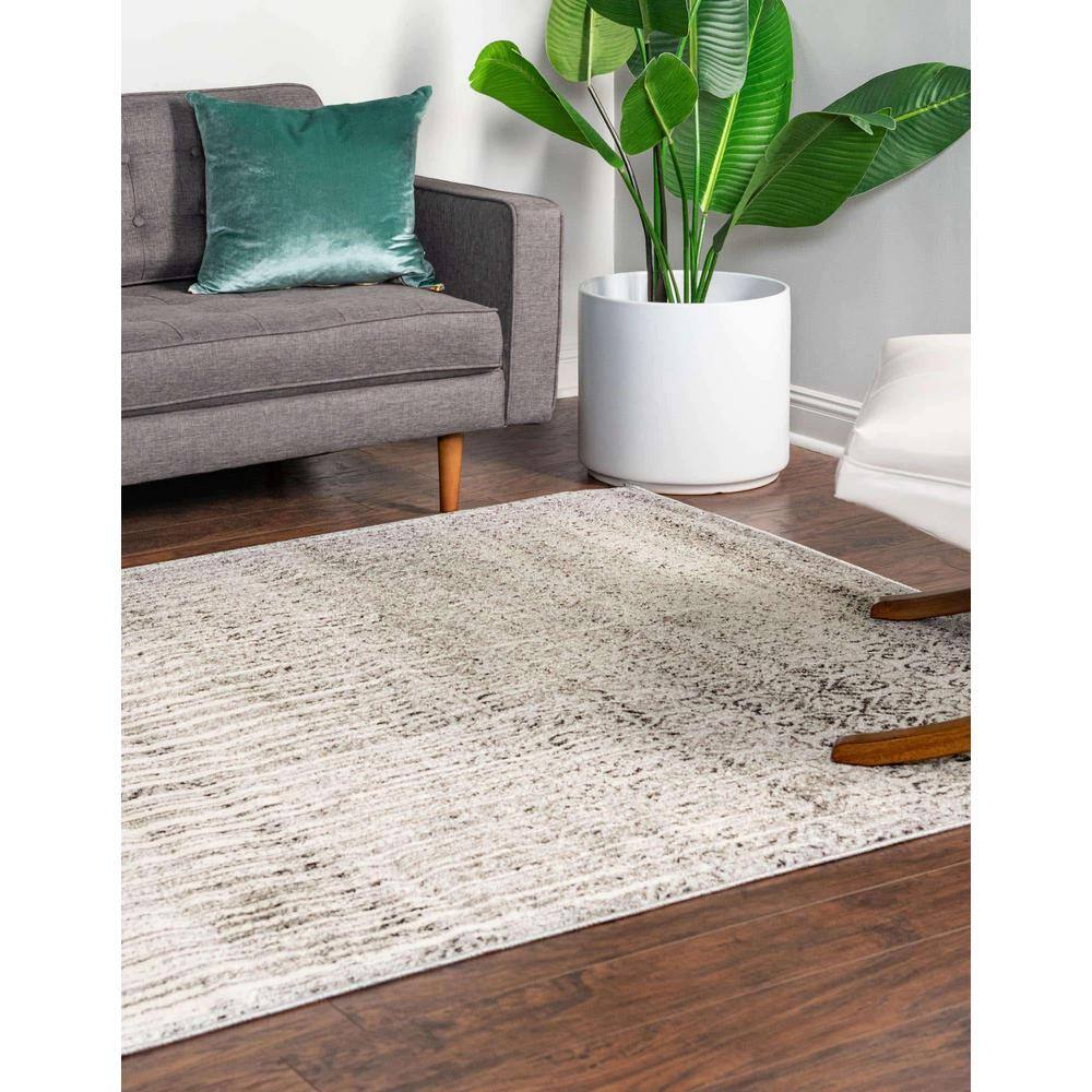 Gray Geometric Tufted Rectangular Washable Rug, 10'x13'