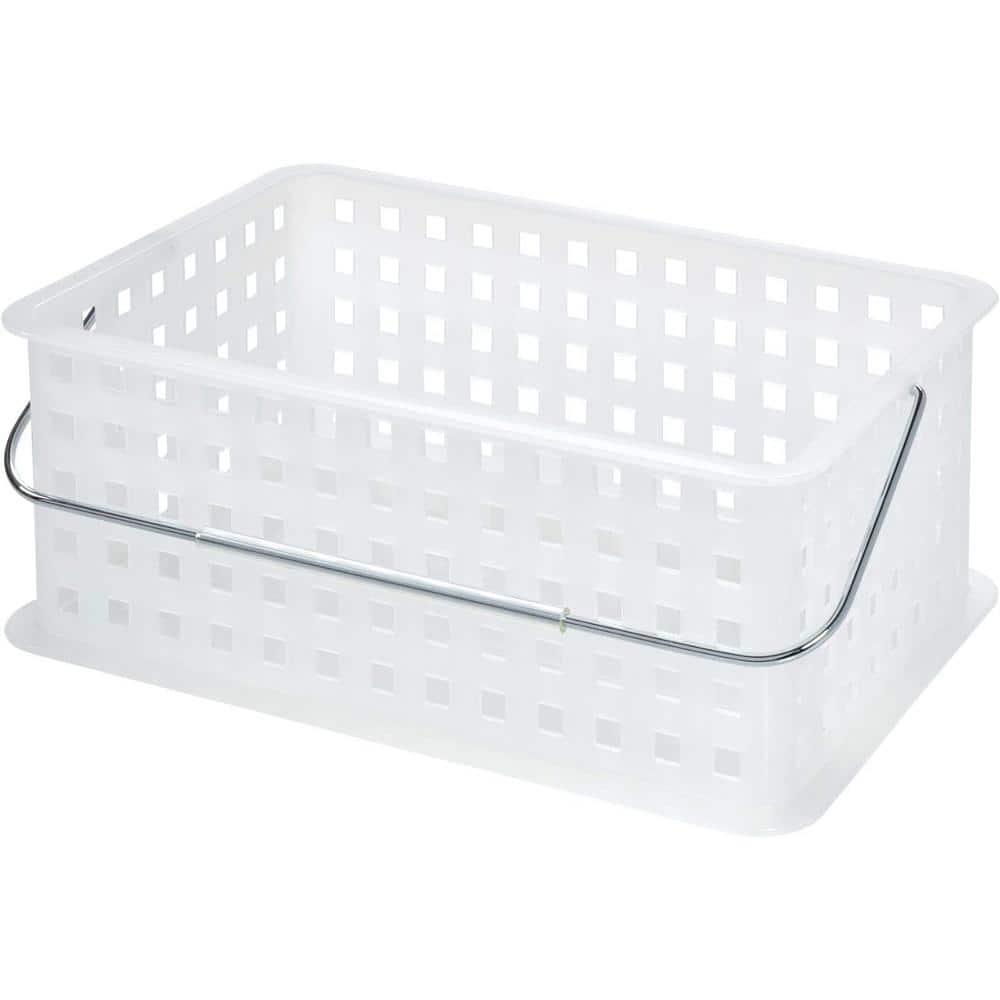 Storage Organizer Basket 13.94 in. W x 5.12 in. H x 8.69 in. D in Frost Whi