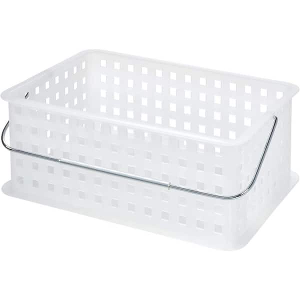 Adrinfly Storage Organizer Basket 13.94 in. W x 5.12 in. H x 8.69 in. D in Frost White Over The Toilet Storage with Easy Grip