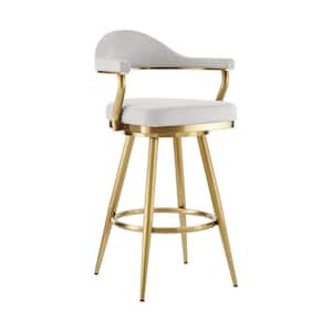 Justin 30 in. Silver Metal Bar Stool with Fabric Seat