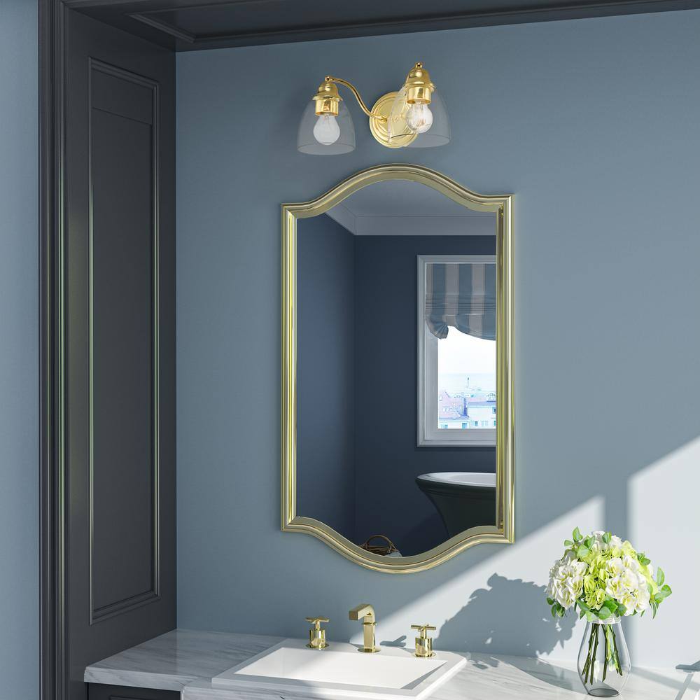 Montgomery Polished Brass 2-Light Vanity Sconce with Hand-Blown Glass