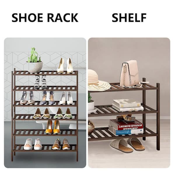 FORCLOVER 18.3 in. H 9-Pair 3-Tier Bronze Wood Shoe Rack Stackable Shoe  Organizer Shelf Storage for Hallway Closet BOEFC89809 - The Home Depot