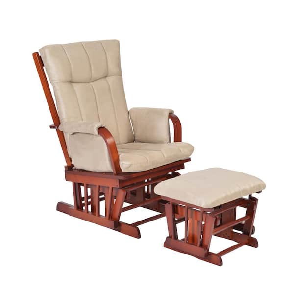 ARTIVA Home Deluxe Mocha Microfiber Cushion Glider Chair and Ottoman Set