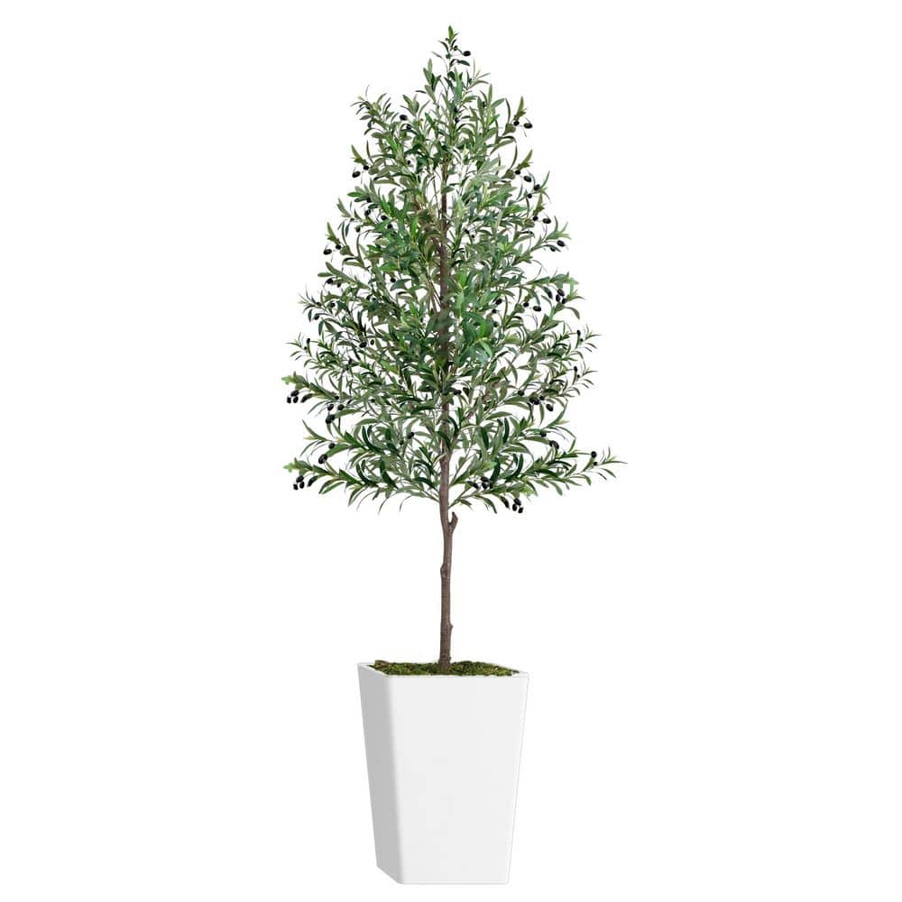 8 ft. Green Artificial Olive Tree with Pot and Moss, Artificial Plants, for