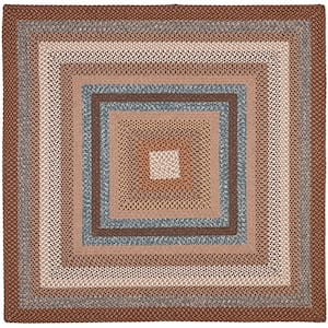 Braided Brown/Multi 8 ft. x 8 ft. Square Border Area Rug