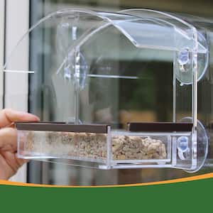11.8 in. Window Bird Feeder with Strong Suction Cup - Suction Cup Bird Feeder for Household Birds