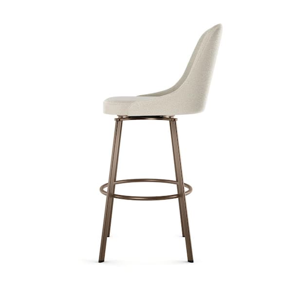 Harper 31 in. Cream Boucle Polyester / Bronze Metal Low Back Swivel Bar Stool