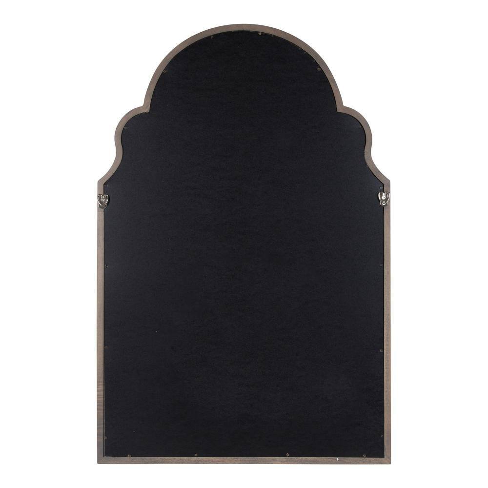Gray Wood Moroccan-Inspired Arched Vanity Mirror