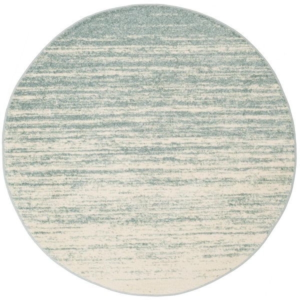 SAFAVIEH Adirondack Slate/Cream 11 ft. x 11 ft. Solid Color Striped Round Area Rug