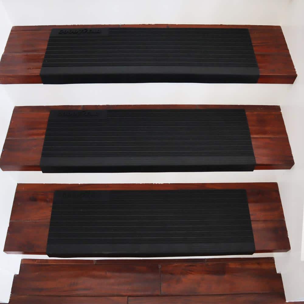 Goodyear Black Rubber Non-Slip Stair Treads 9.75" x 29.75" (6 Pack)