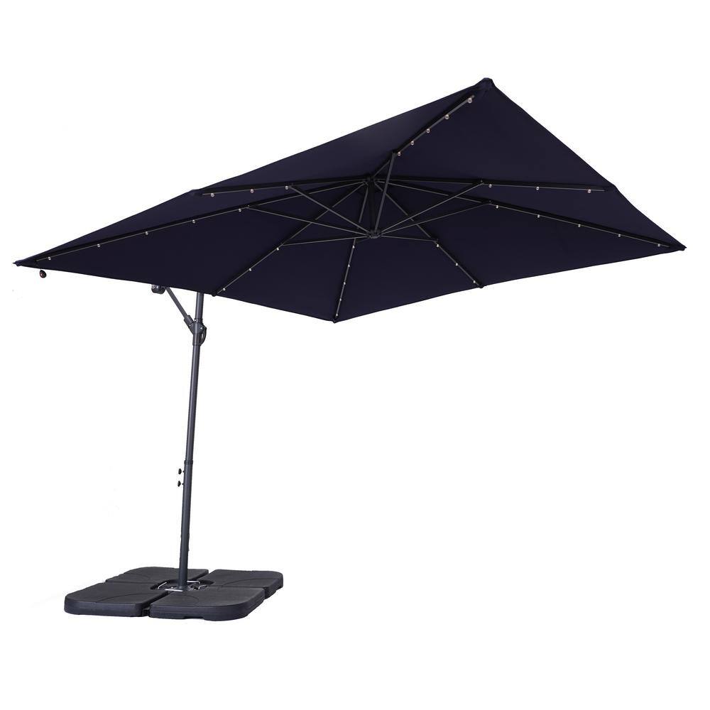 8.2 ft. x 8.2 ft. Square Cantilever Patio Umbrella in Deep Blue with 50 lbs