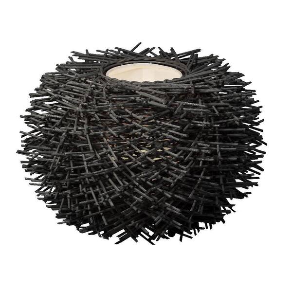 BAZZ 9 in. Round Chocolate Rattan Table Lamp