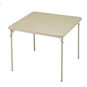 Buff Sudden Comfort 34 in. x 34 in. Square Metal Plastic Top Folding Dining Card Table